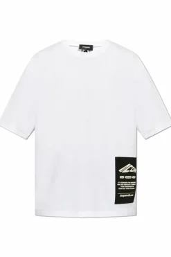 Dsquared2 BIAŁY T-shirt z naszywką z logo