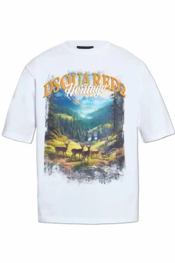 Dsquared2 BIAŁY T-shirt z nadrukiem