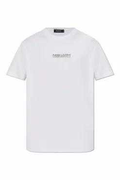 Dsquared2 BIAŁY T-shirt z wypukłym logo
