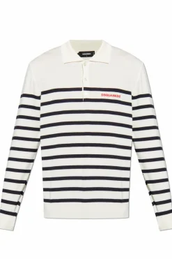 Dsquared2 BIAŁY Wełniane polo z logo