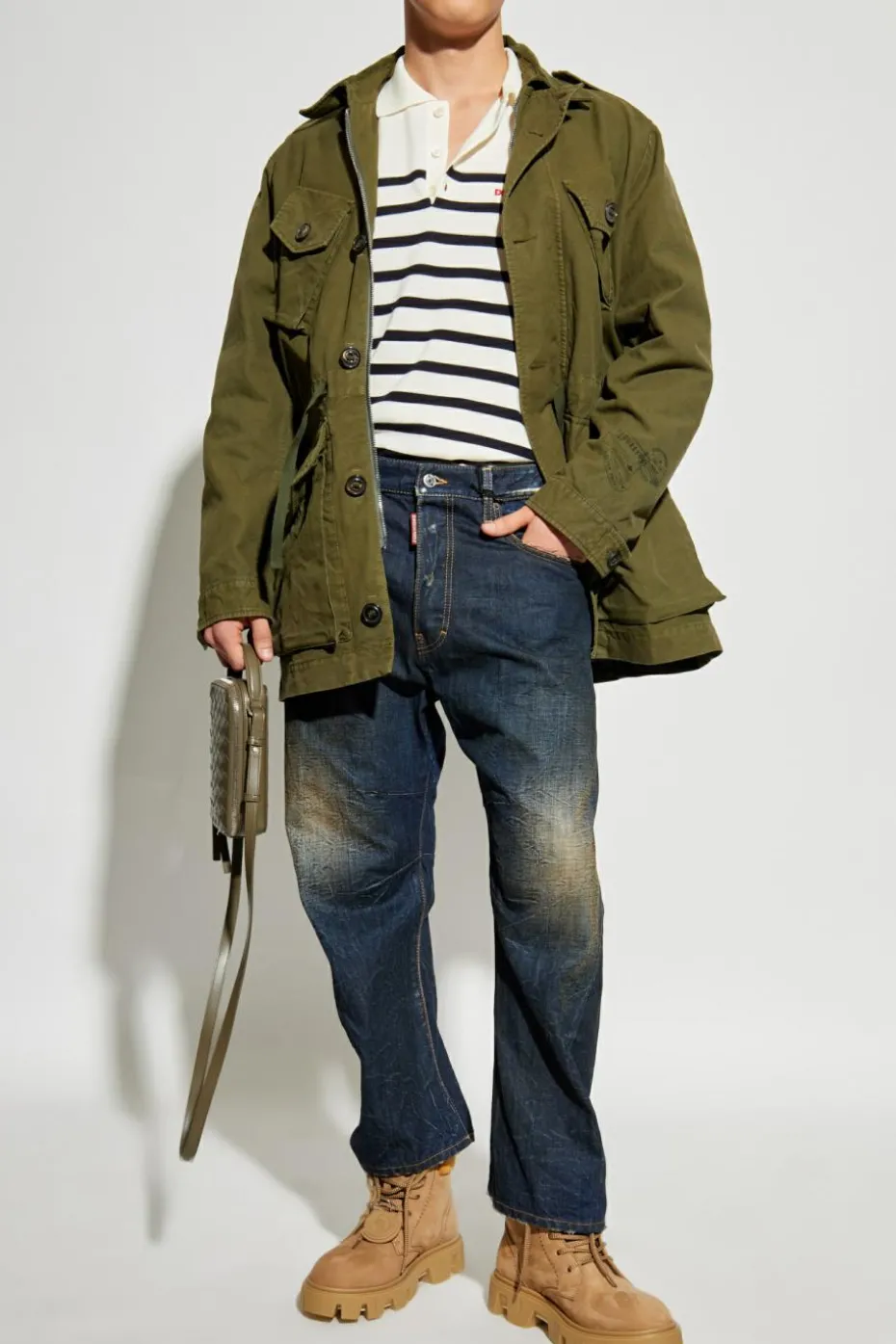 Dsquared2 BIAŁY Wełniane polo z logo