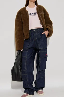 Dsquared2 BRĄZOWY Polarowa kurtka z logo