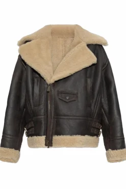 Dsquared2 BRĄZOWY Skórzana kurtka