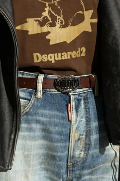 Dsquared2 BRĄZOWY Skórzany pasek