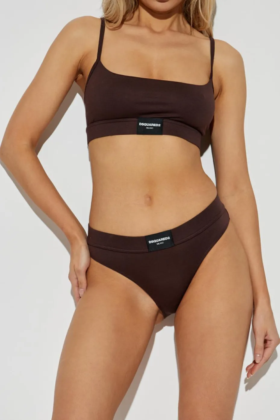 Dsquared2 BRĄZOWY Top z logo