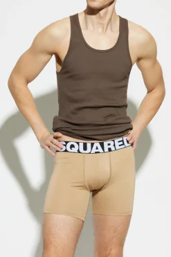 Dsquared2 BRĄZOWY T-shirt bez rękawów kapsuła 'Summer Lovers'
