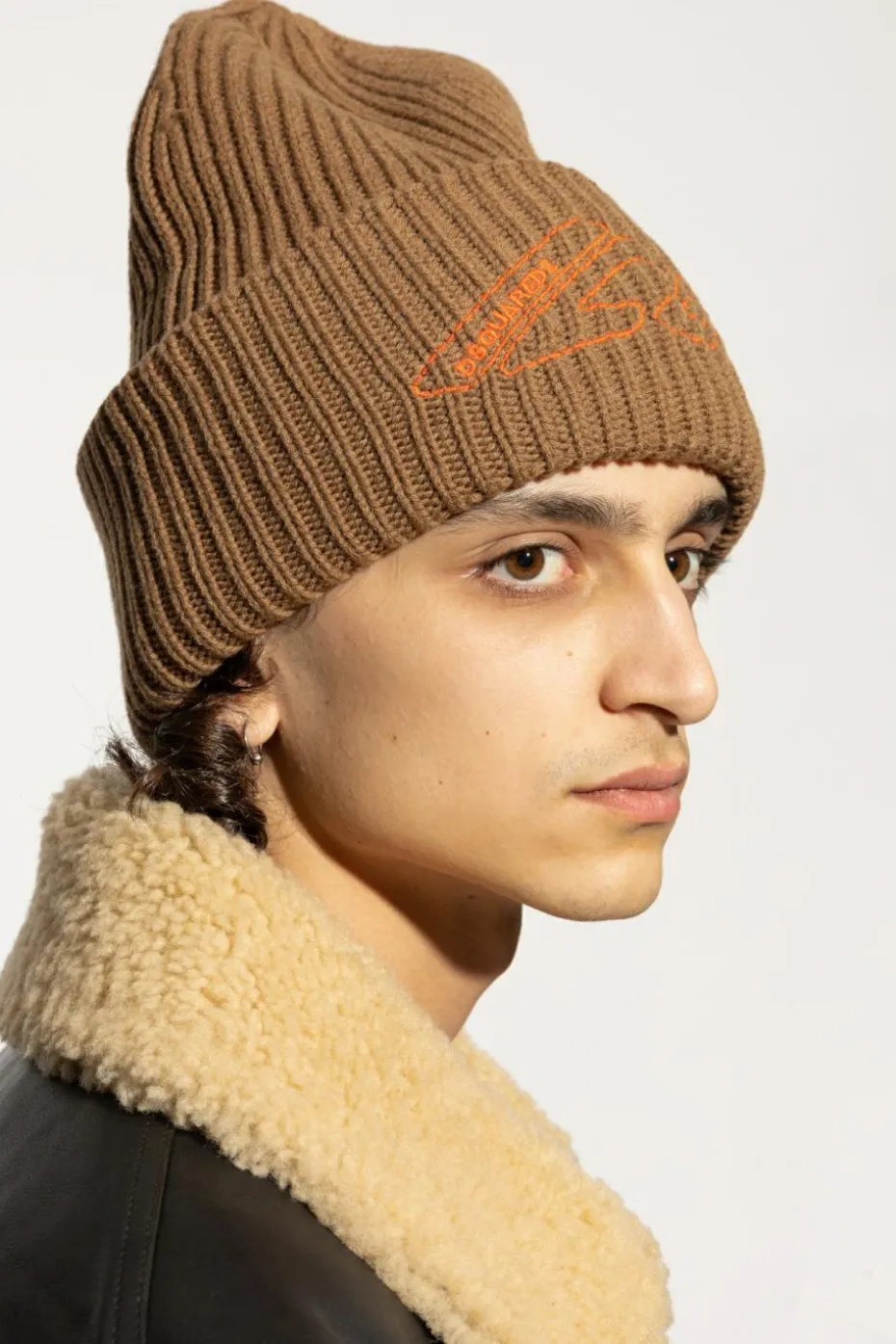 Dsquared2 BRĄZOWY Wełniana czapka