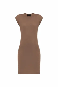 Dsquared2 BRĄZOWY Wełniana sukienka