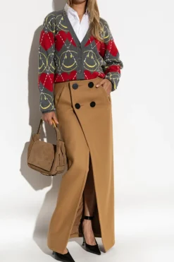 Dsquared2 BRĄZOWY Wełniana spódnica