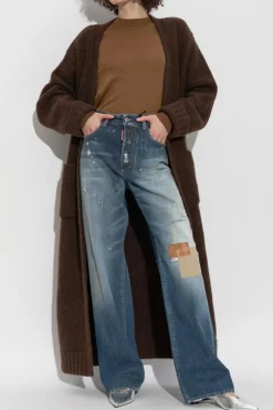 Dsquared2 BRĄZOWY Wełniany sweter