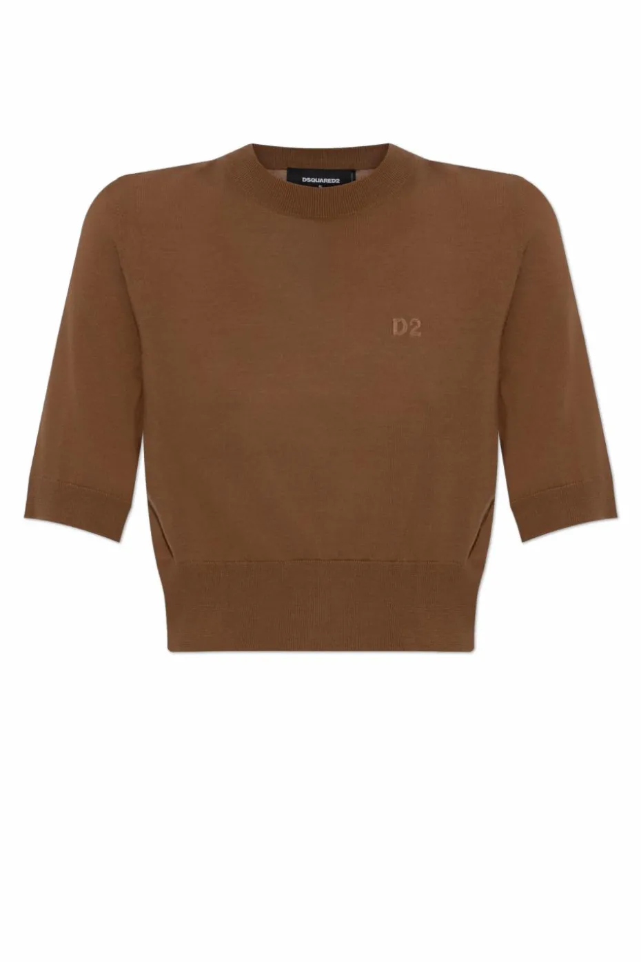 Dsquared2 BRĄZOWY Wełniany top z logo