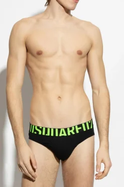 Dsquared2 CZARNY Bawełniane slipy z logo