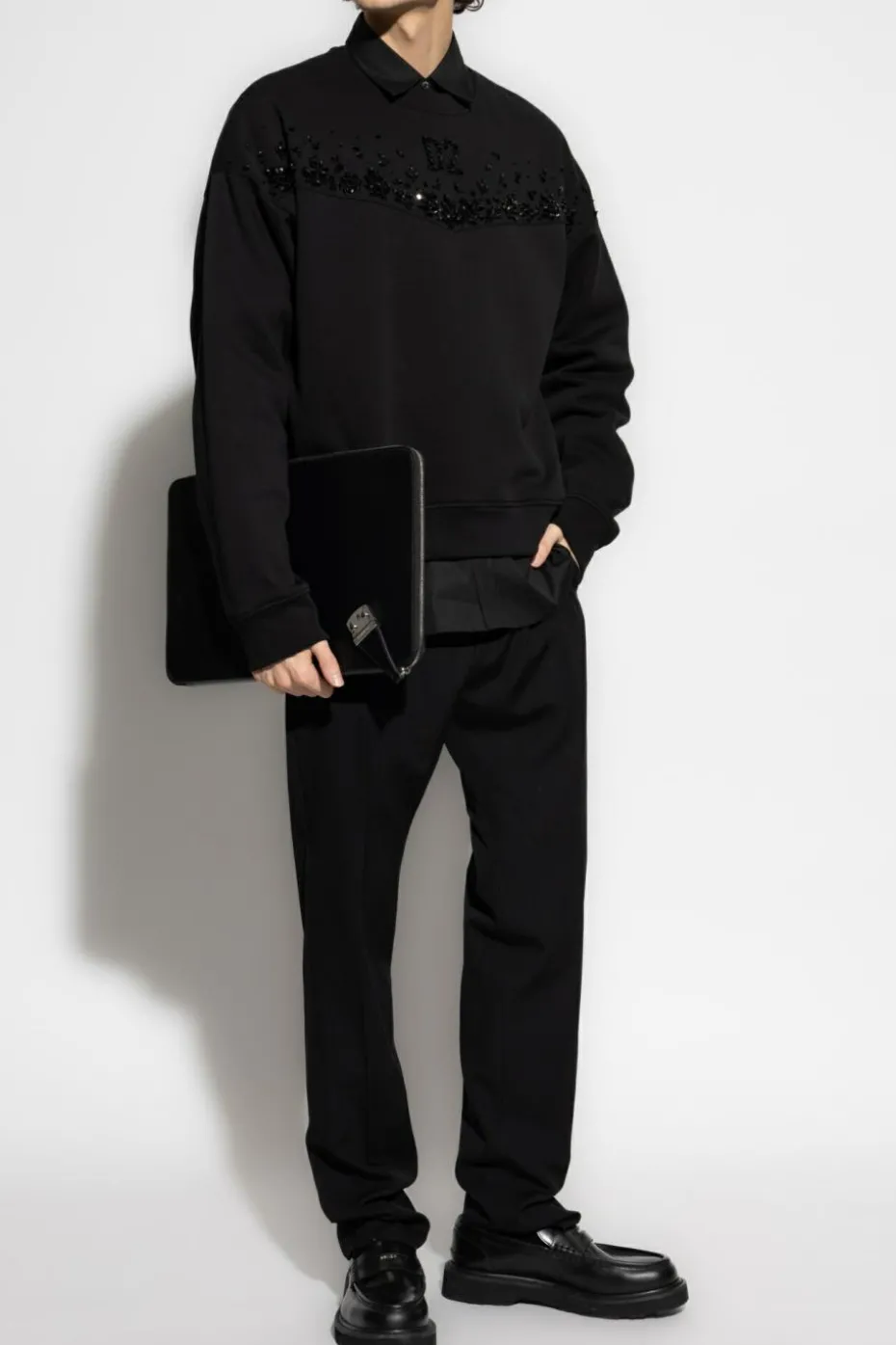 Dsquared2 CZARNY Bluza z kryształami