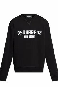 Dsquared2 CZARNY Bluza z logo o aksamitnym wykończeniu