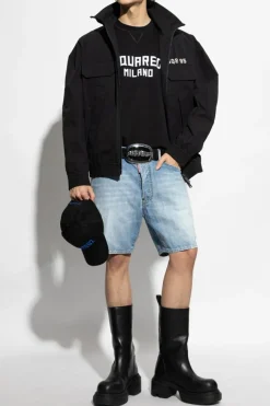 Dsquared2 CZARNY Bluza z logo o aksamitnym wykończeniu