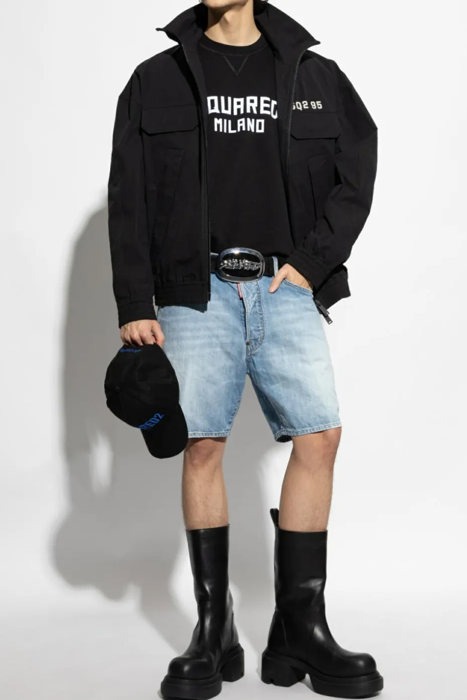 Dsquared2 CZARNY Bluza z logo o aksamitnym wykończeniu