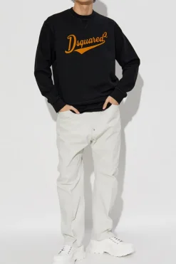Dsquared2 CZARNY Bluza z logo o aksamitnym wykończeniu