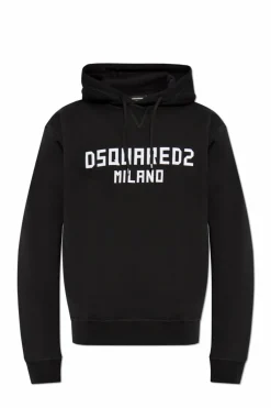Dsquared2 CZARNY Bluza z logo o aksamitnym wykończeniu