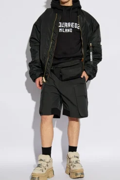 Dsquared2 CZARNY Bluza z logo o aksamitnym wykończeniu