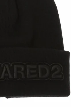 Dsquared2 CZARNY Czapka z wyszytym logo