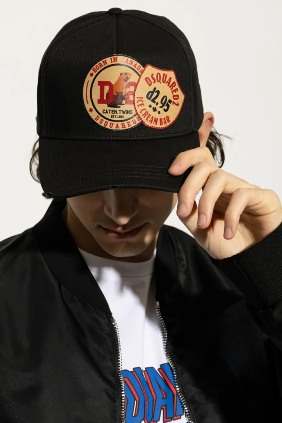 Dsquared2 CZARNY Czapka z daszkiem