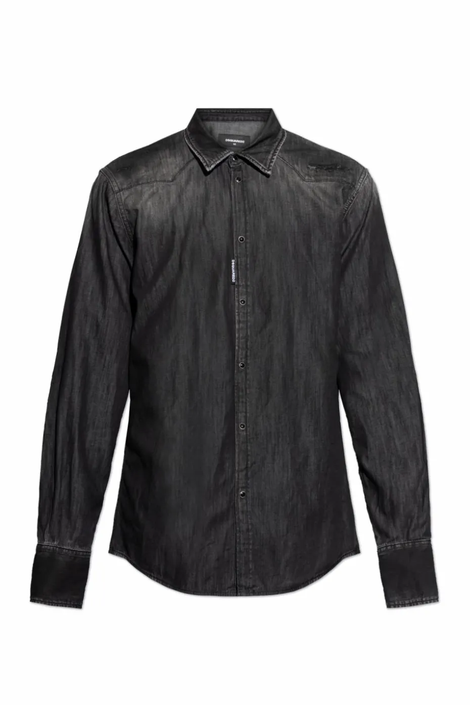 Dsquared2 CZARNY Jeansowa koszula z efektem `vintage`