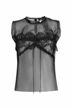 Dsquared2 CZARNY Jedwabny top bez rękawów