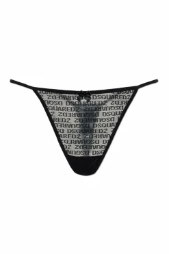 Dsquared2 CZARNY Koronkowe stringi