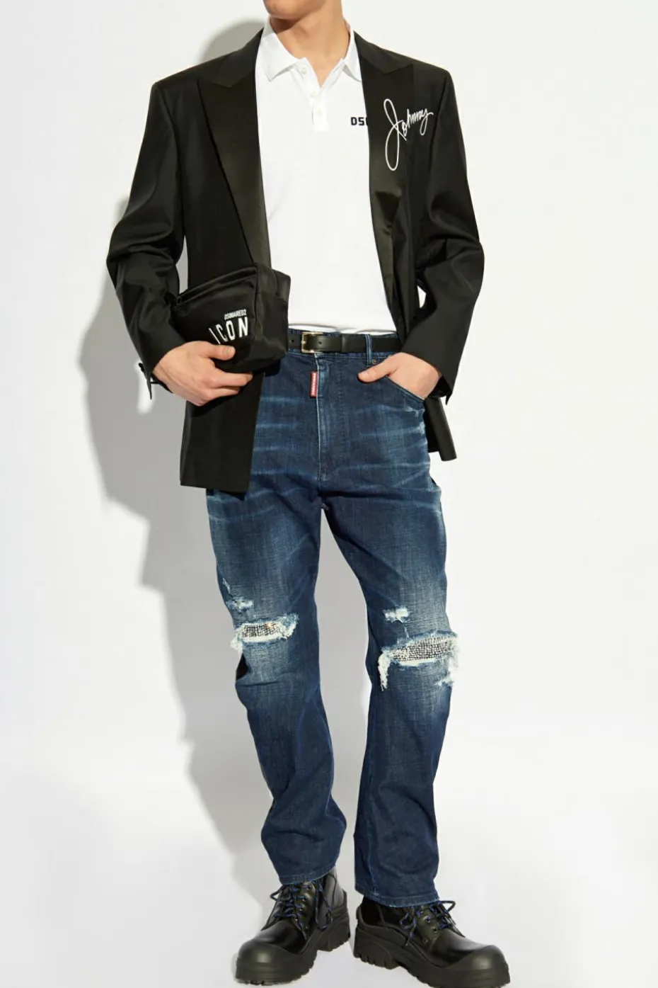 Dsquared2 CZARNY Marynarka z nadrukiem