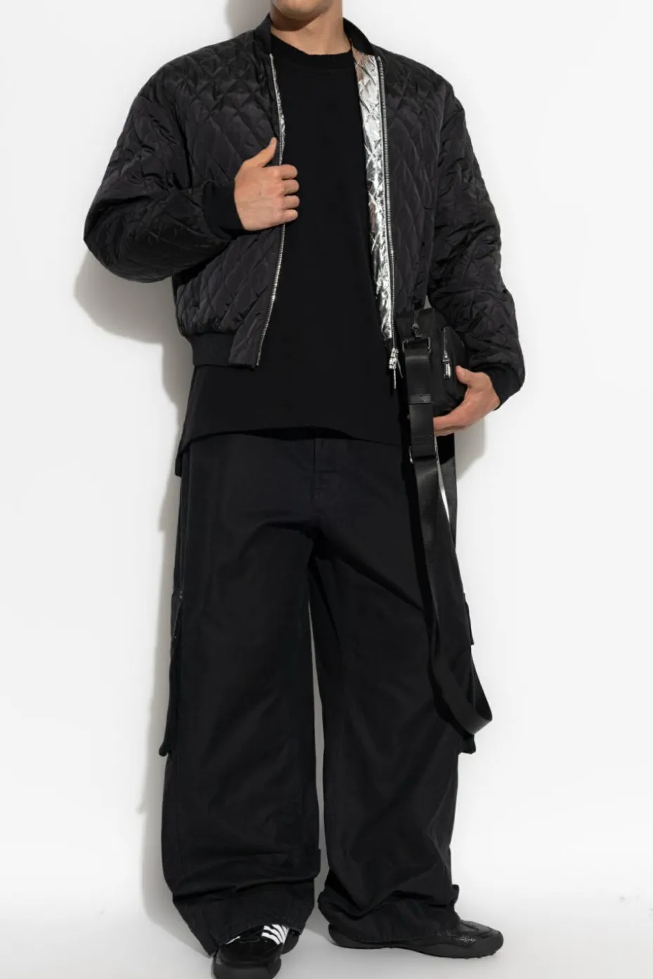 Dsquared2 CZARNY Pikowana kurtka