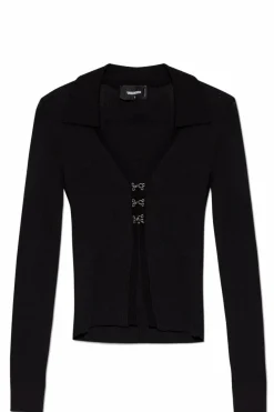 Dsquared2 CZARNY Prążkowany kardigan