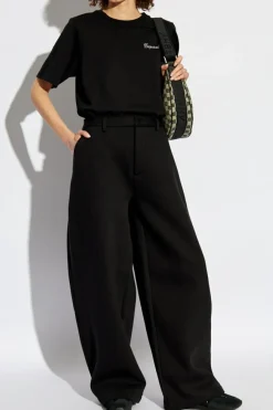 Dsquared2 CZARNY Spodnie z szerokimi nogawkami