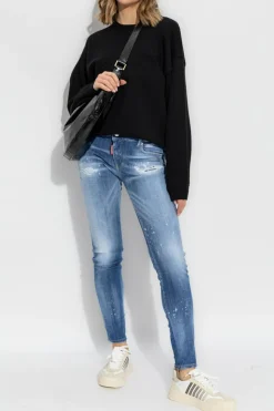 Dsquared2 CZARNY Sweter z logo