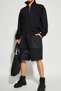 Dsquared2 CZARNY Szorty z łączonych materiałów