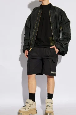 Dsquared2 CZARNY Szorty z nadrukiem