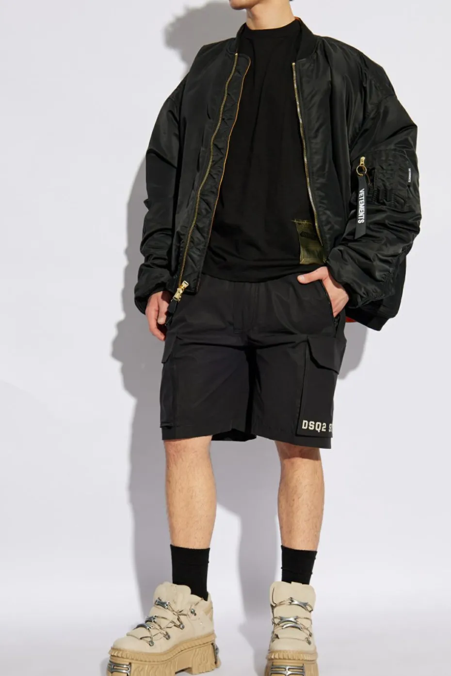 Dsquared2 CZARNY Szorty z nadrukiem