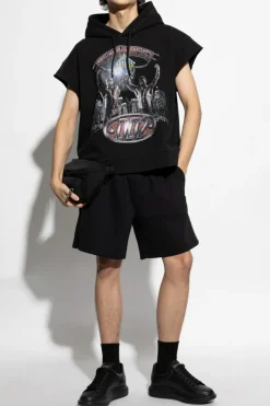 Dsquared2 CZARNY Szorty z nadrukowanym logo