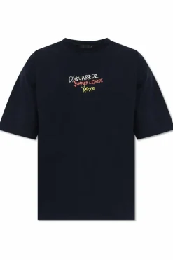 Dsquared2 CZARNY T-shirt kapsuła `Summer Lovers`