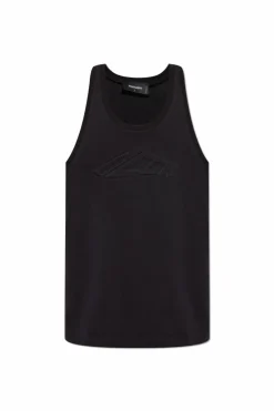 Dsquared2 CZARNY T-shirt bez rękawów