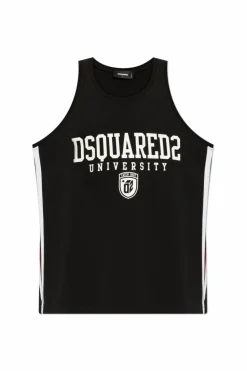 Dsquared2 CZARNY T-shirt bez rękawów