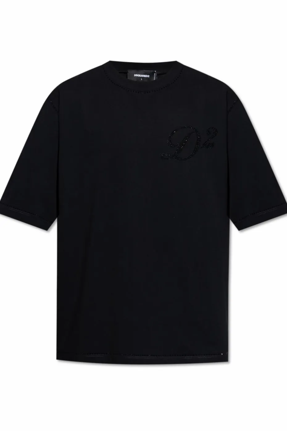 Dsquared2 CZARNY T-shirt z połyskującymi kryształami