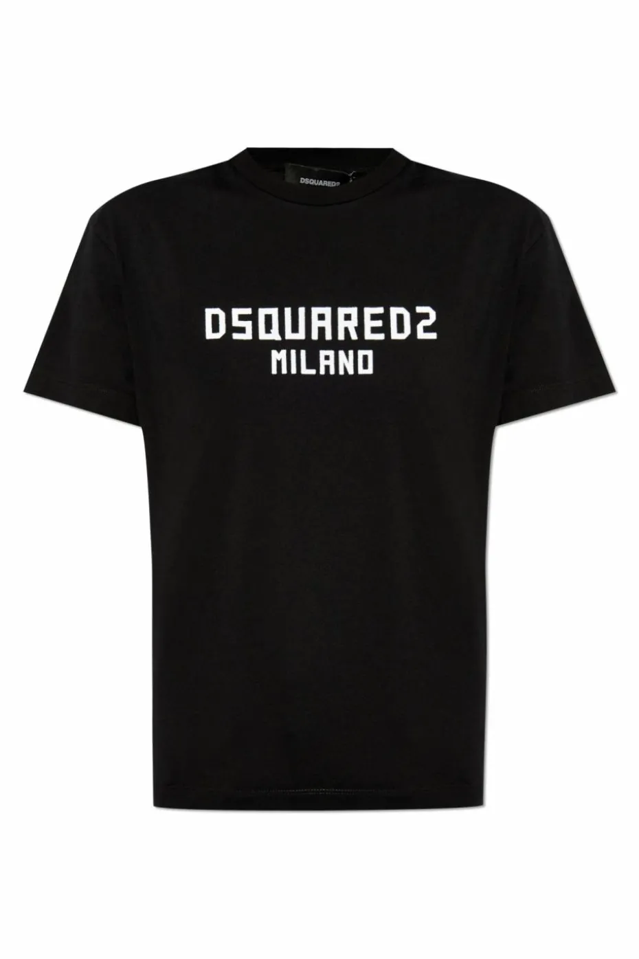 Dsquared2 CZARNY T-shirt z logo o aksamitnym wykończeniu