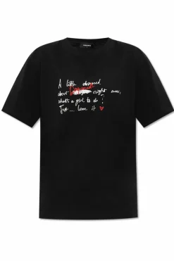 Dsquared2 CZARNY T-shirt z nadrukiem