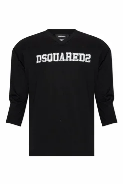 Dsquared2 CZARNY T-shirt z długimi rękawami