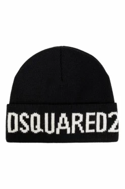Dsquared2 CZARNY Wełniana czapka