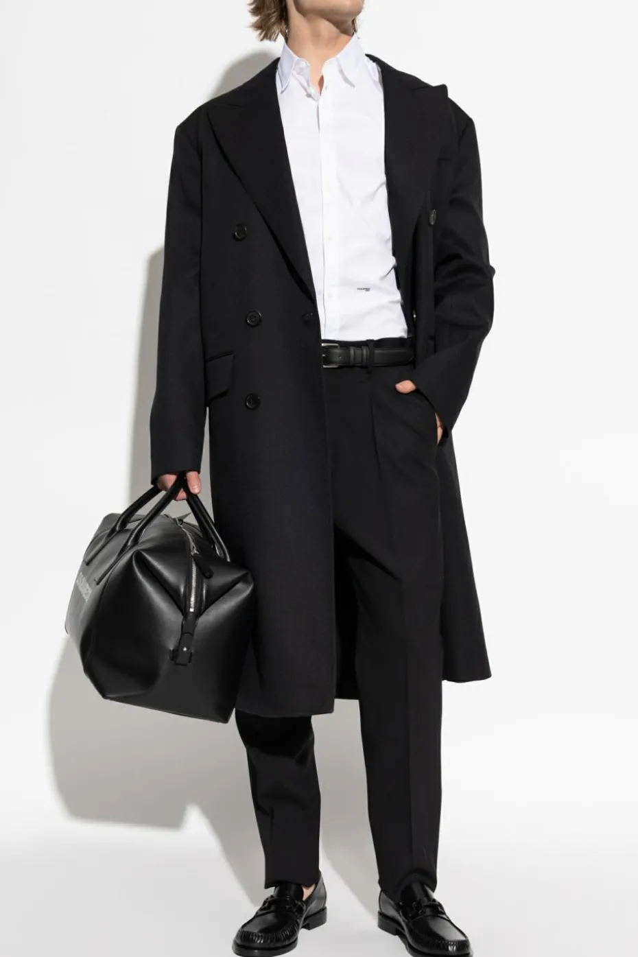 Dsquared2 CZARNY Wełniane spodnie
