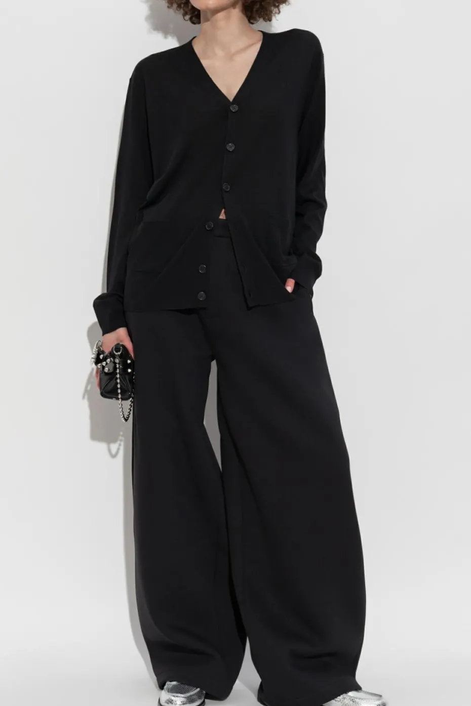 Dsquared2 CZARNY Wełniany kardigan