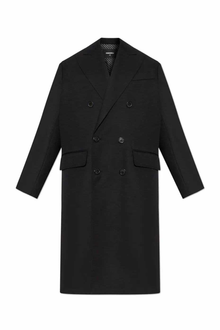 Dsquared2 CZARNY Wełniany płaszcz