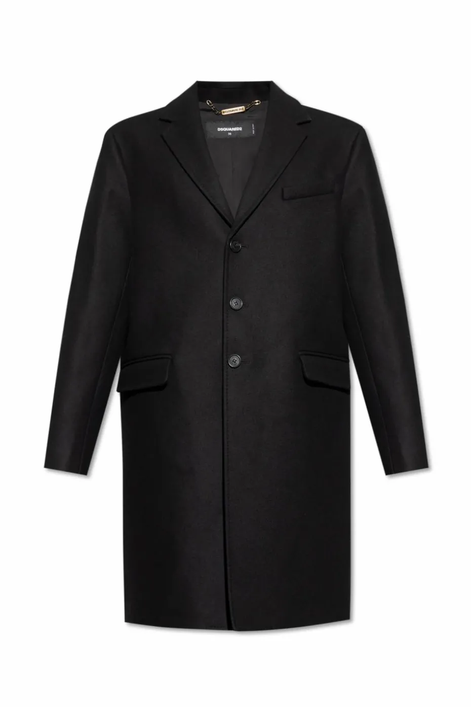 Dsquared2 CZARNY Wełniany płaszcz