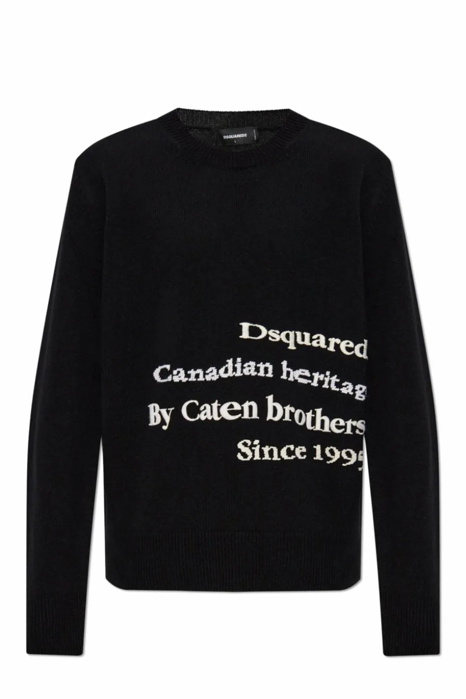 Dsquared2 CZARNY Wełniany sweter z wyszytym logo